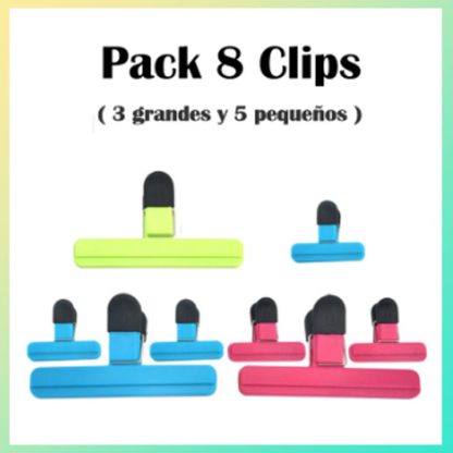 Pack de Clips Plásticos Cierre Bolsa (Pack: 3 grandes y 5 pequeños)
