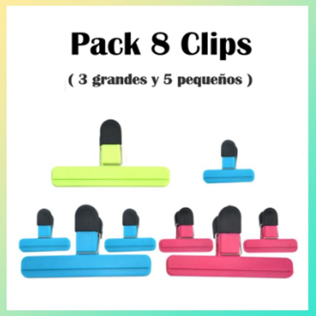 Pack de Clips Plásticos Cierre Bolsa (Pack: 3 grandes y 5 pequeños)